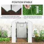 Serre de jardin 3 m² avec étagères 3 niveaux, PE renforcée 135 g/m² anti-UV, porte enroulable et fenêtres en maille