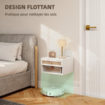 Lot de 2 tables de chevet murales tiroir coulissant, niche, plateau - en bois dim. 40L x 34l x 23H cm