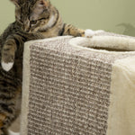 Tunnel pour chat intérieur jouets pour chats avec balle suspendue entrées multiples en sisal 98 x 30 x 30 cm crème