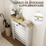 Couvercle de radiateur cache radiateur grille à lattes horizontales avec 2 tiroirs en bois 78l x 19P x 95,5H cm blanc