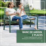 Banc de jardin banc extérieur jardin en acier avec dossier à motif floral pour 2 personnes 127 x 63 x 83 cm vert foncé