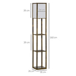 Lampadaire étagère Lampe étagère 26L x 26l x 160H cm 3 étagères 4 Niveaux MDF Blanc et Marron
