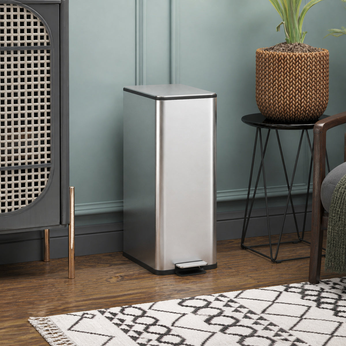 Poubelle de cuisine 20L, en acier inoxydable avec couvercle à fermeture douce, compacte avec seau intérieur amovible