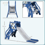 Toboggan pour enfants, toboggan intérieur pour enfants, avec panier de basket, thème tigre, de 18 à 36 mois, bleu