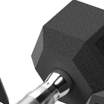 Ensemble d'haltères courtes, lot de 2 haltères hexagonaux recouverts de caoutchouc, acier noir