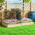 Jardinière avec 3 treillis modulable, bac à fleurs en bois pour balcon terrasse patio, 222x114x109 cm effet bois naturel-1