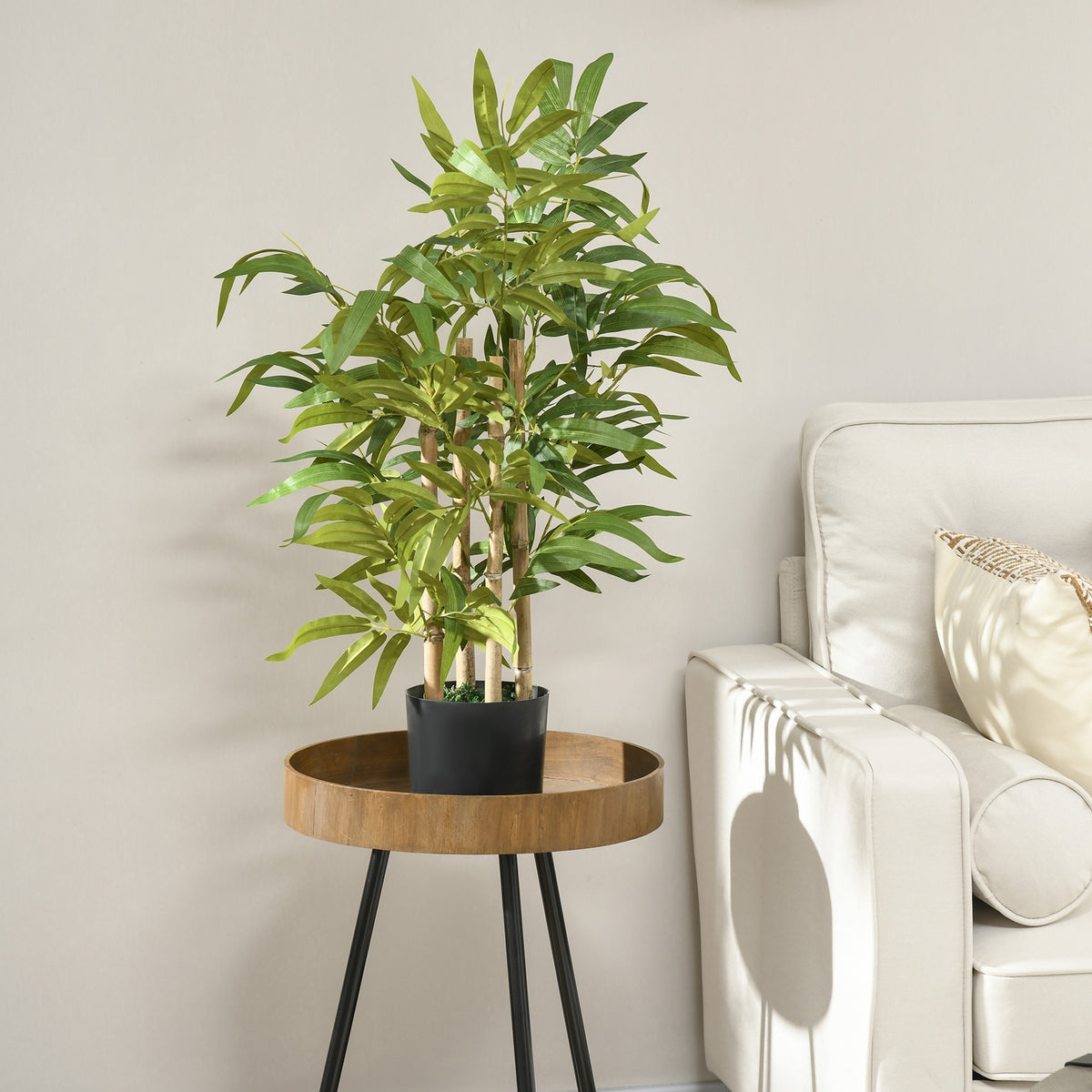Bambou artificiel plantes artificielles hauteur 60 cm - tronc branches lichen feuilles grand réalisme pot inclus