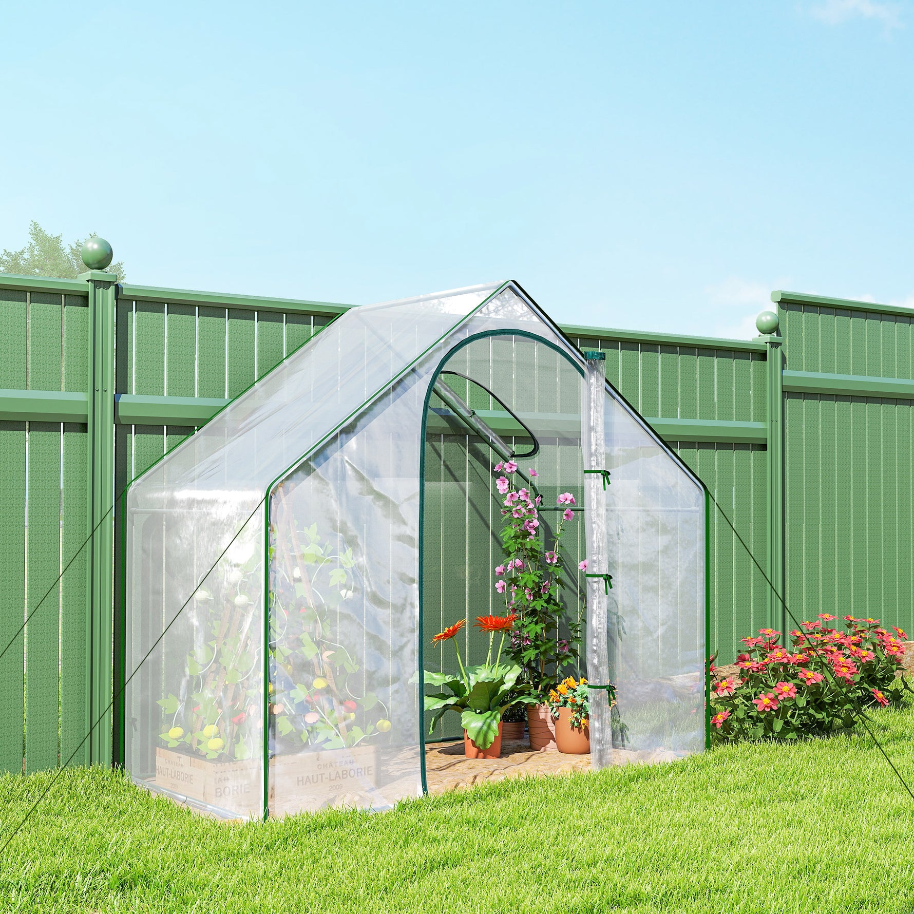 Serre de Jardin Balcon terrasse Serre pour tomates 1,8L x 1l x 1,68H m Acier plastique imperméable Transparent Vert