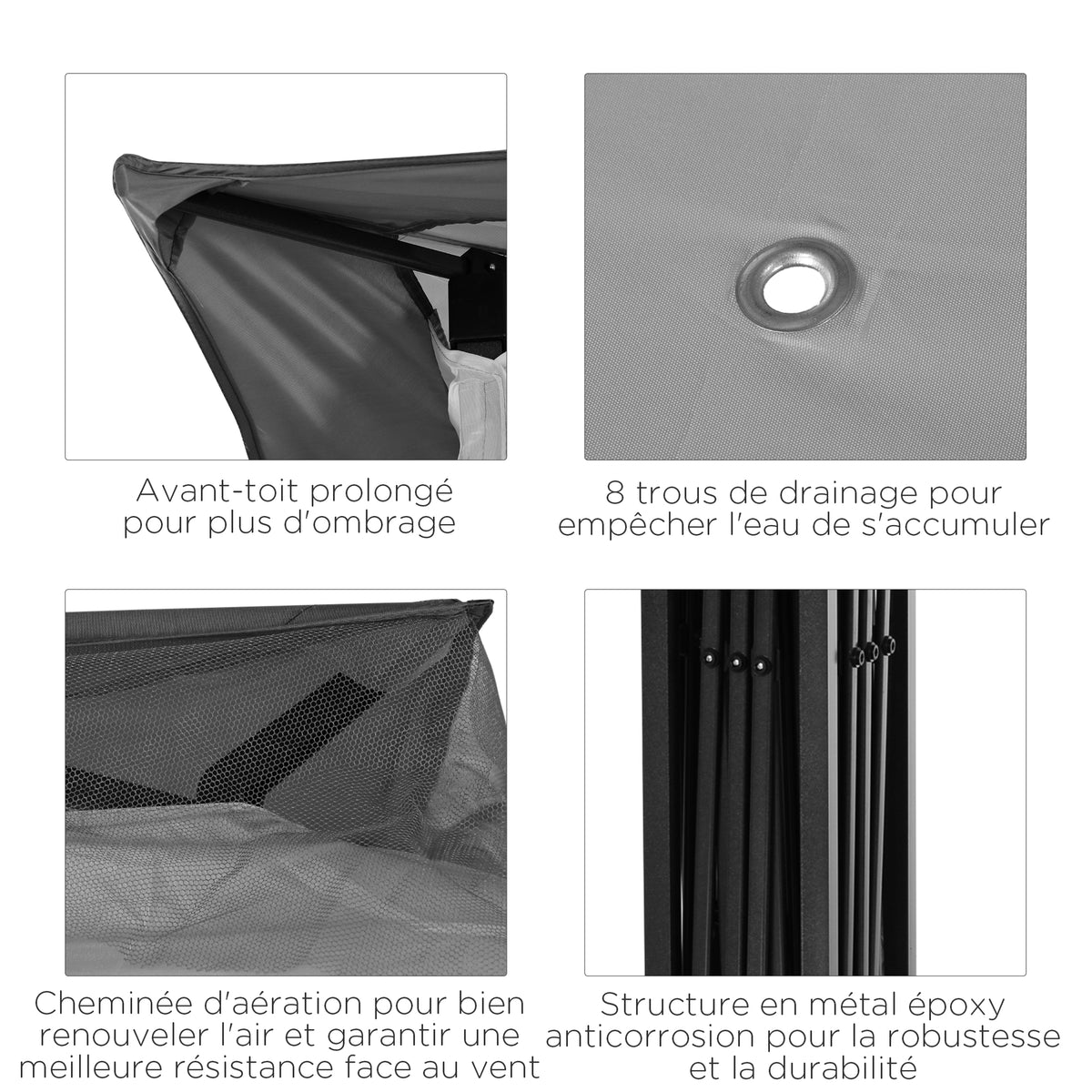 Tonnelle Barnum de Jardin Pop-up Pliant Acier Polyester imperméabilisé Anti UV moustiquaires + Sac de Transport