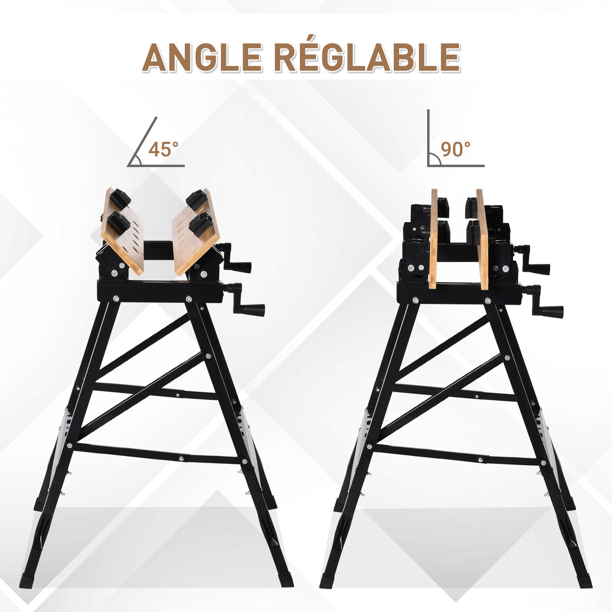 Établi pliant établi de serrage avec 4 serre-joints table de travail, charge 150 kg, 63,5x60,5x78cm, noir