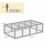 Clapier cage à lapins extérieur intérieur 2 portes supérieures 181L x 100l x 48H cm bois massif gris