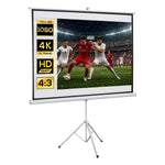 Écran de Projection avec Trépied Pliable 84 Pouces 4K HD 4:3, 180L cm, Écran Vidéoprojecteur, Hauteur Réglable, Angle de Vision 160°, pour Home Cinéma, Films en Intérieur/Extérieur, Blanc