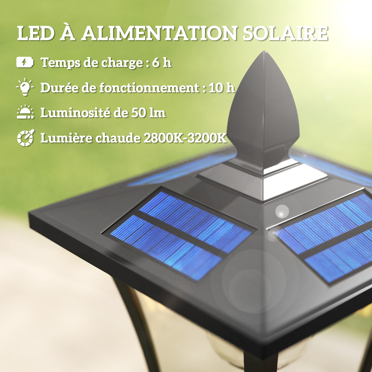 Lampadaire solaire extérieur avec jardinière, lampadaire sur pied étanche, hauteur 160cm, pour jardin, cour, allée, noir