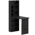 Bureau Informatique Pliable avec Pochette Suspendue, Compartiments Ouverts et Étagère Réglable, Noir