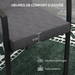 Lot de 2 coussins d'extérieur pour fauteuil chaise à dossier avec attaches rembourrage 8 cm, 112L x 51l cm, gris foncé