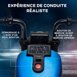 Moto électrique pour enfants 3 km/h 6V avec phare LED 2 roues d'entraînement de 18 à 36 mois avec moteur puissant bleu