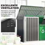 Cache Poubelle Double Abri de Jardin 2 Poubelles de 240L Couvercle Lié par Chaînes Vérins à Gaz 179,5x108x129,5cm Gris