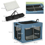 Sac de transport pliable pour animaux de compagnie avec poignée tissu en maille 69 x 51 x 51 cm bleu noir