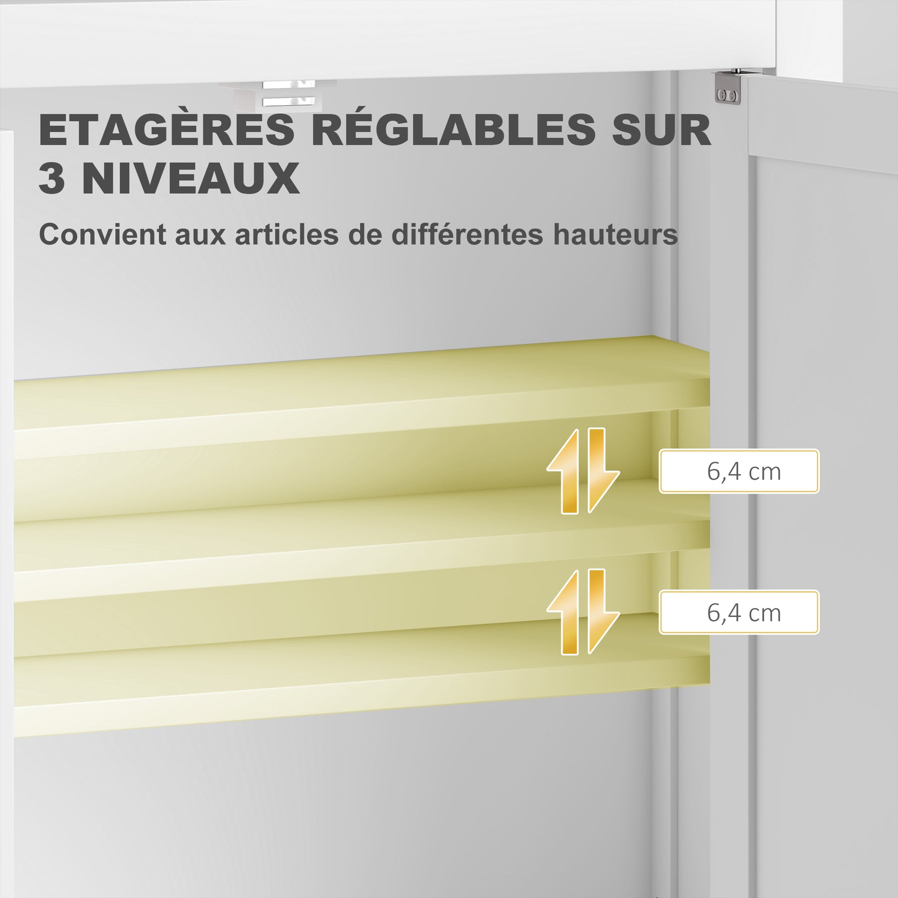 Armoire murale de salle de bain 3 niveaux, meuble de rangement suspendu  2 portes étagère réglable 61 x 20 x 84 cm blanc