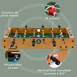Table baby-foot pour enfants à partir de 6 ans 2 ballons 18 joueurs 69 x 37 x 24 cm