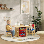 Table enfant avec 2 chaises ensemble table et chaises enfants 3 pièces en bois avec 4 bacs de rangement bois naturel