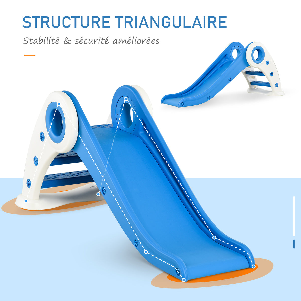Foldable Toddler Slide for Indoor and Outdoor Use, 3 to 6 Years, 120 x 50 x 56 cm, HDPE, Blue