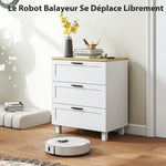 3-drawer dresser, modern storage unit with solid wood legs and wood-effect top, 60 x 38 x 71 cm, white