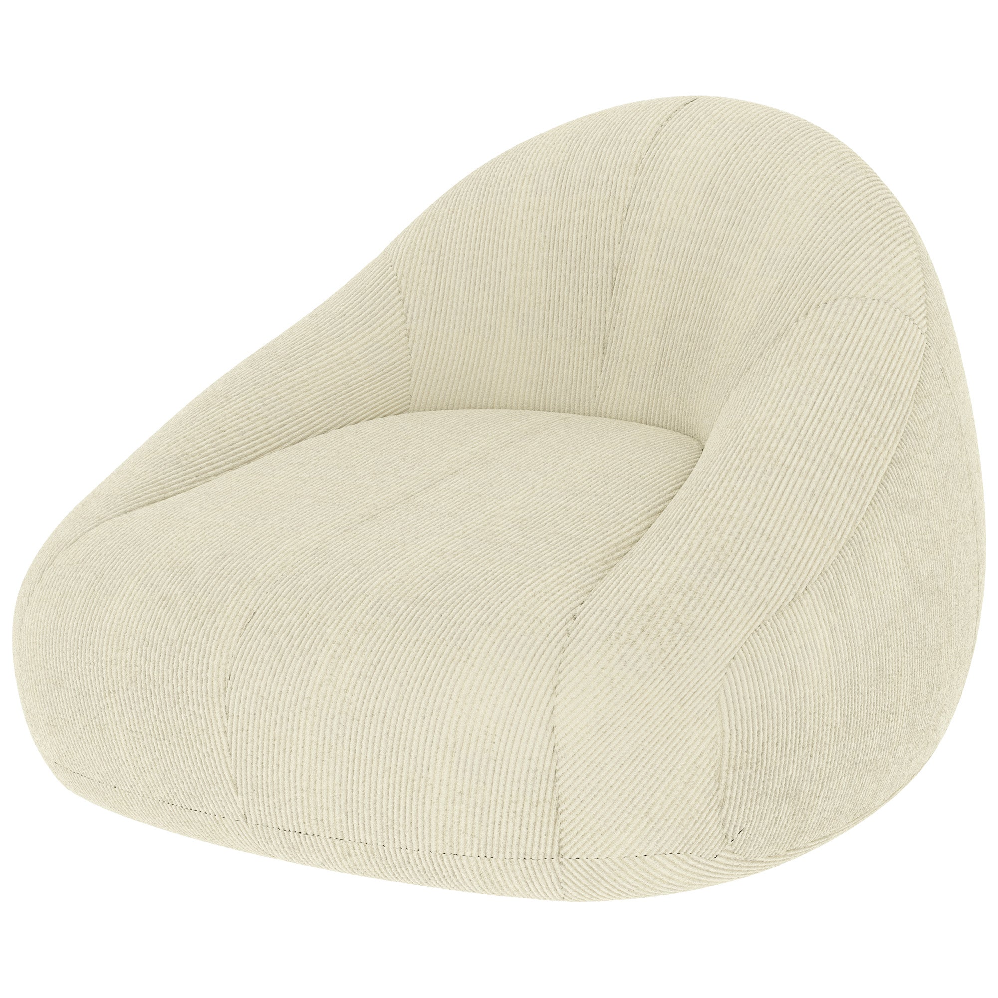 Puf para adultos de pana, relleno de espuma, forma envolvente, sin montaje, 114x121x60 cm, crema
