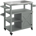 Desserte jardin chariot de barbecue sur roulettes avec plateau en acier inoxydable 107x49,5x92,5cm gris