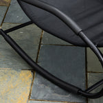 Chaise longue à bascule rocking chair ergonomique avec tétière accoudoirs métal galvanisé textilène 62l x 150P