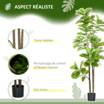 Lot de 2 plantes artificielles Figuier à feuilles de violon Ficus Lyrata hauteur 180cm avec Pot