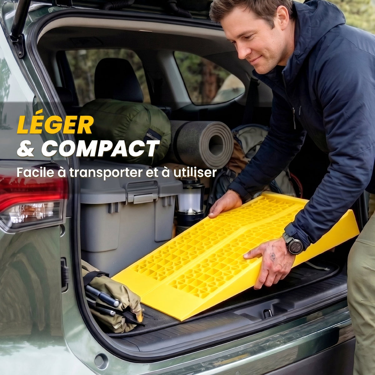 Ensemble de 2 rampes pour voiture véhicule utilitaire rampe de chargement dim. 70L x 19,5l x 7,8H cm PP jaune
