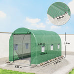 Serre de Jardin Tunnel 8 m² 4L x 2l x 1,9H m Acier galvanisé renforcé diamètre 2,4 cm + PE fenêtres Porte Vert