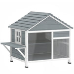 Maison pour Chat Extérieur Toit Ouvrant Fenêtre Panoramique Porte à Lamelles et Plateforme de Repos 101x72,5x81cm Gris