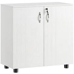 Armoire de bureau à 2 niveaux, meuble de rangement bureau avec 2 portes, serrures et clés, 80x40x80cm, blanc