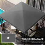 Toile de rechange pour pavillon toile de tonnelle trous de drainage protection solaire UPF30+ 3 x 3 m gris foncé