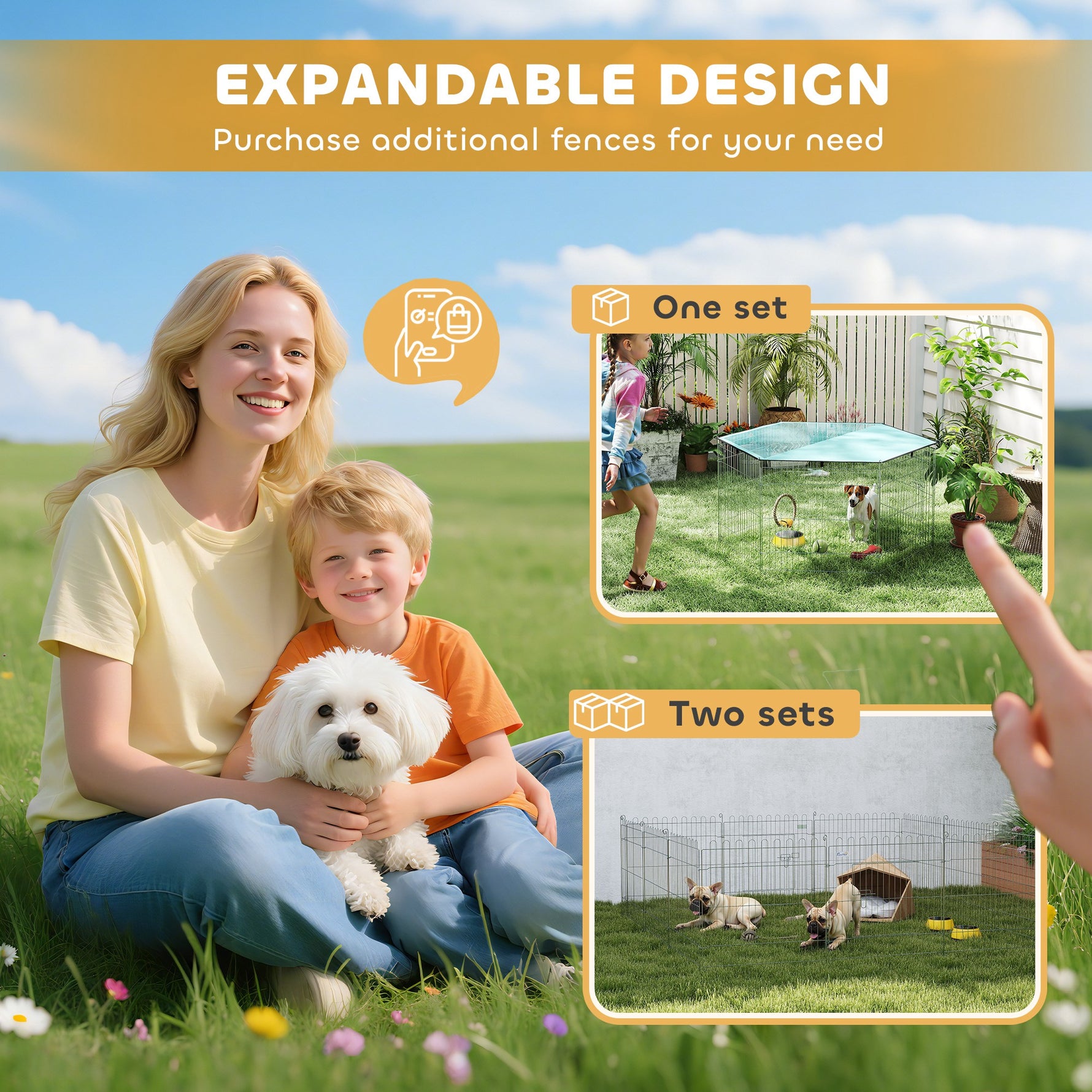 Parc pour chien, enclos chien 6 panneaux avec toit, modulable et pliable, enclos portable 60H cm avec porte, clôture pour chat, chiens de petit taille, intérieur et extérieur, argent, vert