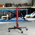 Vérin de fosse hydraulique, cric de levage 500 kg, avec roues pivotantes et pédale, acier, 58 x 58 x 110-191,5 cm rouge