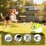Lanceur de Balles Automatique avec 3 Balles en ETPU, 3 Réglages de Distance 6m/10m/14m, Intérieur et Extérieur, Vert