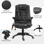 Fauteuil de bureau massant et chauffant électrique fauteuil bureau ergonomique revêtement synthétique noir
