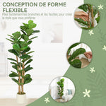 Plante artificielle intérieure 150 cm Figuier lyre arbre artificiel avec pot en plastique et tronc en bois massif, vert