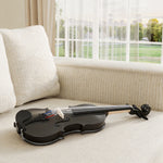 Violon 4/4 Ensemble de Violon en Bois Massif pour Adultes et Débutants avec Étui Léger et Portable 60 x 21 cm Noir