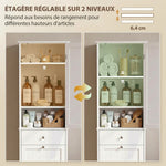 Badezimmerschrank mit Schublade, Wäschekorb, verstellbarem Regal, moderner Stil, 45 x 30 x 180 cm, Weiß