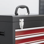Armoire à outils verrouillable sur roulettes avec 5 tiroirs et armoire, sur roulettes pour l'atelier et la maison, rouge