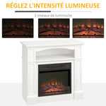 Cheminée électrique effet flammes LED luminosité réglable avec télécommande - 1800 W - 80,5 x 32,3 x 80,5 cm blanc-3