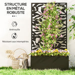Jardinière avec treillis bac à fleurs rectangulaire grande taille panneau d'intimité métal 61 x 23 x 113 cm noir