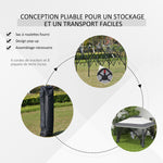 Gazebo da giardino pieghevole pop-up in acciaio e poliestere con zanzariere + borsa per il trasporto con ruote grigio