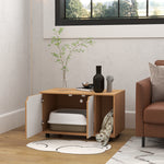 Meuble à litière maison de toilette sur pieds pour chat 2 en 1 portes style scandinave 80 x 48 x 48 cm naturel et blanc