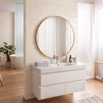 Miroir mural rond Ø 61 cm, cadre en alliage d'aluminium, pour salle de bain, chambre, salon, couloir, doré