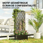 Jardinière avec treillis, bac à fleurs, avec brise-vue, pour plantes grimpantes, métal, 45 x 21,5 x 110 cm, noir